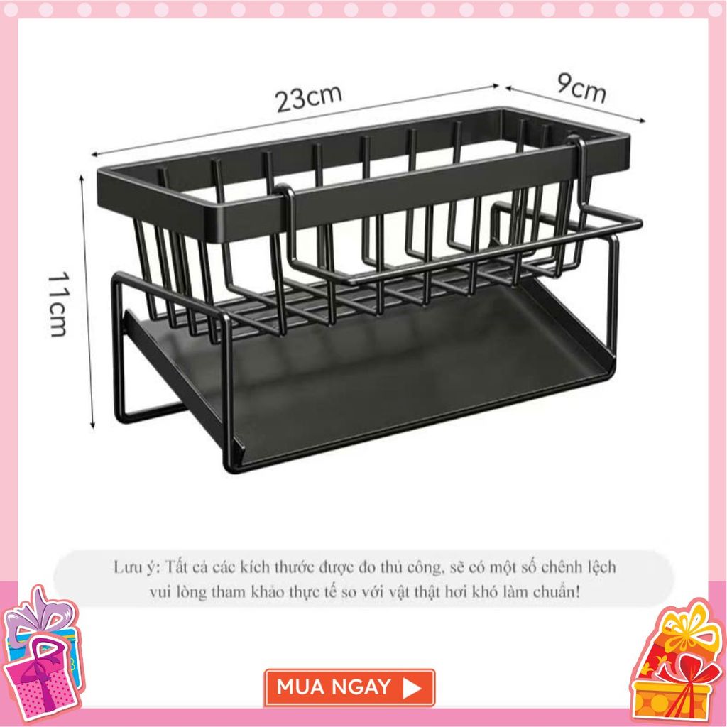 Kệ Đựng Đồ Rửa Chén Bát- Giá Để Giẻ Rửa Chén Trên Bồn Có Khay Hứng Nước Nghiêng - GIÁ ĐỰNG GIẺ RỬA B
