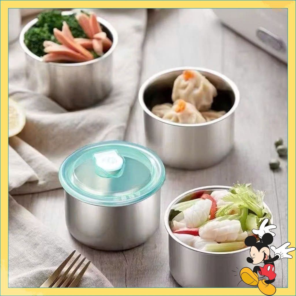 Hộp Đựng Thực Phẩm Tròn Inox 304 Không Gỉ Có Nắp Đậy Bảo Quản Thực Phẩm Tiện Lợi - HỘP ĐỰNG ĐỒ ĂN: H