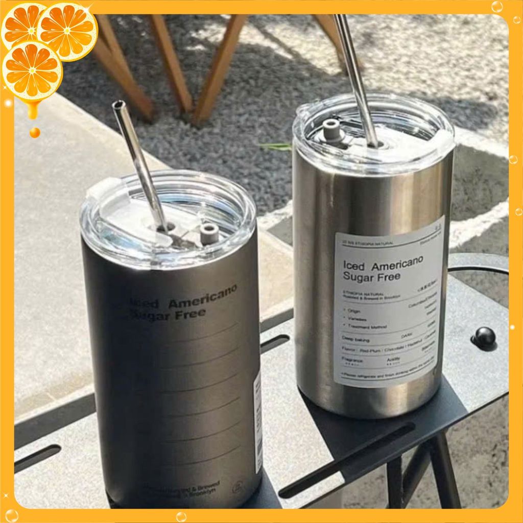 BÌNH NƯỚC LATTE 650ML- Ly Giữ Nhiệt Americano 650ML Inox 304 Kèm Ống Hút- BINHGIUNHIET