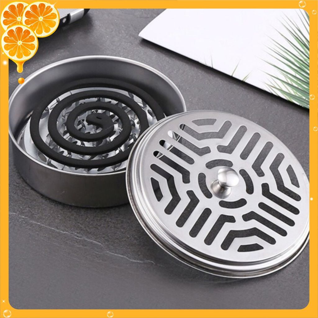 KHAY ĐỰNG NHANG MUỖI - Hộp Đựng Nhang Muỗi Inox Có NắP ĐậY-Khay Nhang Muỗi ThéP Không Gỉ Để Nhang Mu