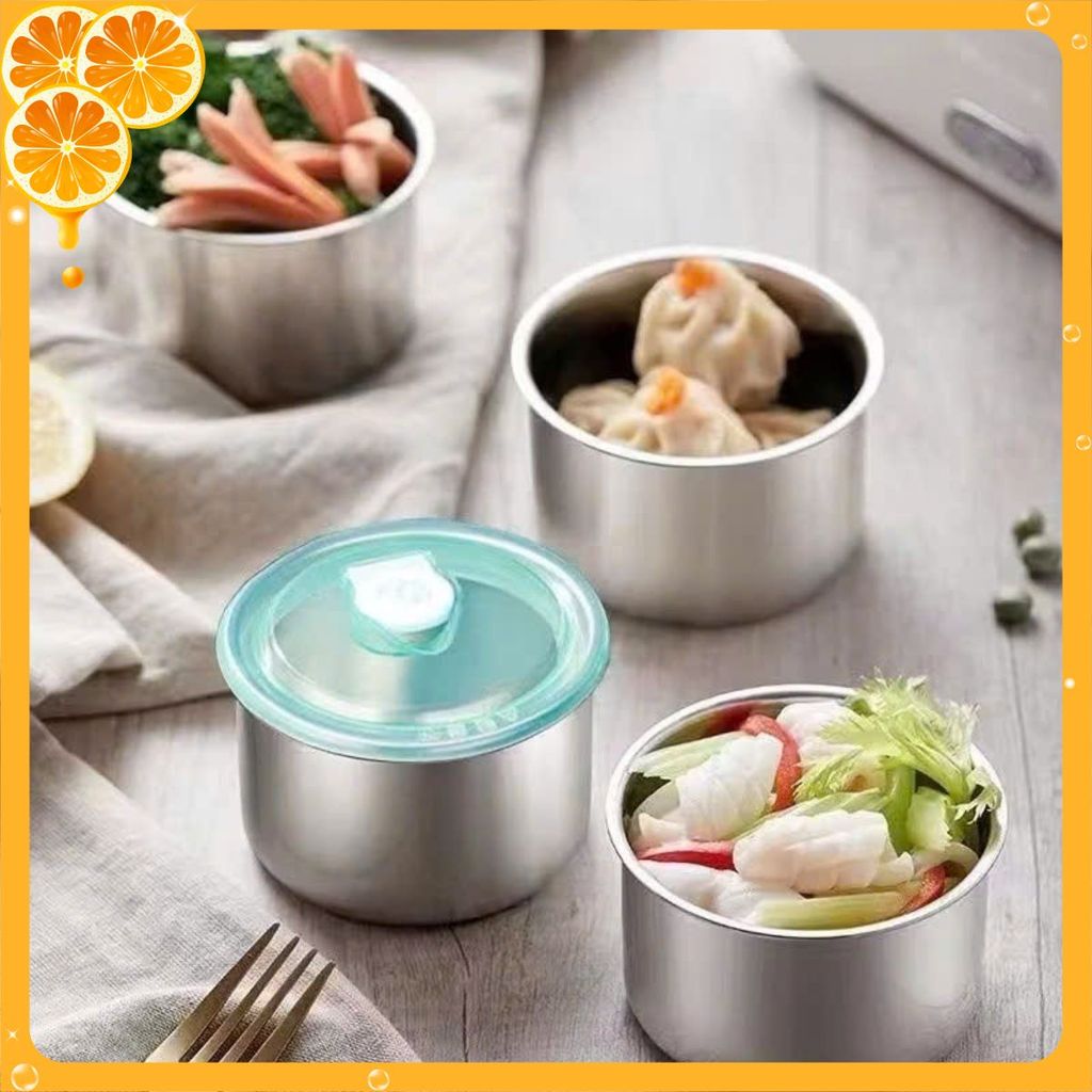 Hộp Đựng Thực Phẩm Tròn Inox 304 Không Gỉ Có Nắp Đậy Bảo Quản Thực Phẩm Tiện Lợi - HỘP ĐỰNG ĐỒ ĂN: H