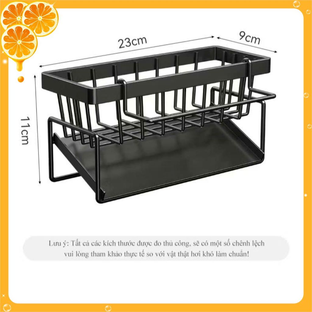 Kệ Đựng Đồ Rửa Chén Bát- Giá Để Giẻ Rửa Chén Trên Bồn Có Khay Hứng Nước Nghiêng - GIÁ ĐỰNG GIẺ RỬA B