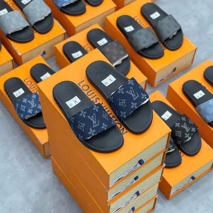 Dép Nam LV Cao Cấp – Đế 2 Lớp Chất Lượng Hàng Đầu (full box) 2026, Quai Da Đế Cao Su.