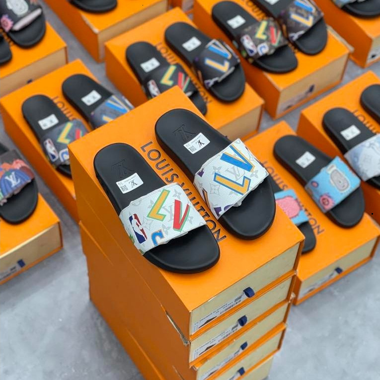 Dép Nam LV Cao Cấp – Đế 2 Lớp Chất Lượng Hàng Đầu (full box) 2026, Quai Da Đế Cao Su.