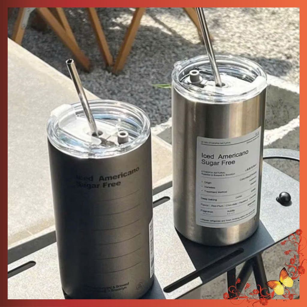 BÌNH NƯỚC LATTE 650ML- Ly Giữ Nhiệt Americano 650ML Inox 304 Kèm Ống Hút- BINHGIUNHIET