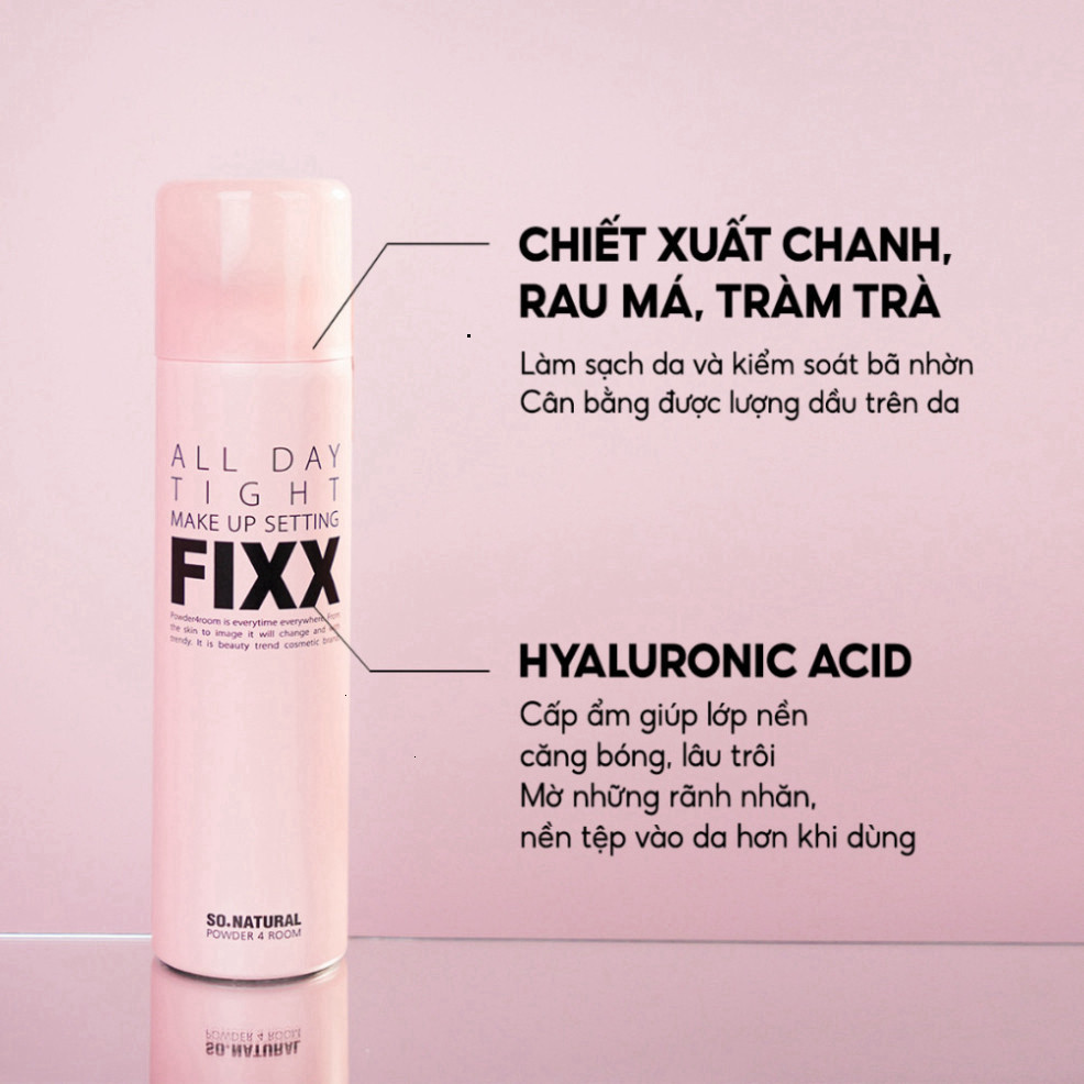 Xịt khóa nền So Natural All Day Tight Fixx Xịt khóa SO Natural makeup fixx cho da căng bóng mịn lì 1