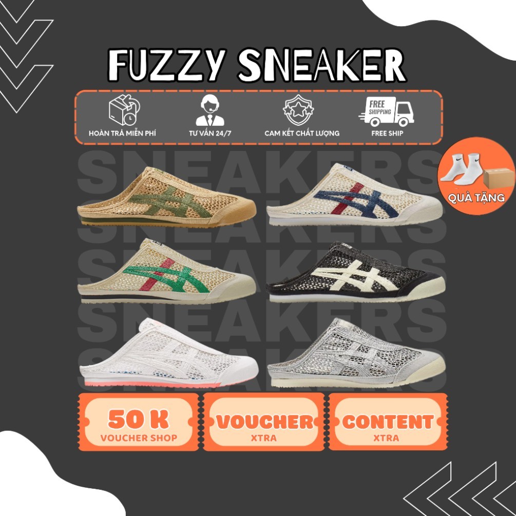 Giày Sục Onitsuka Tiger Mexico 66 Sabot Hở Gót, Êm Nhẹ, Thoáng Khí Unisex Vintage Fuzzy Sneaker.