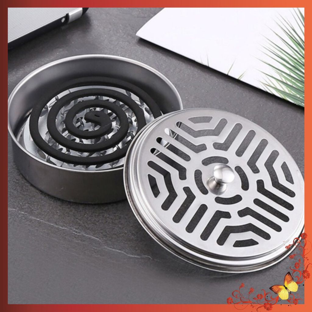 KHAY ĐỰNG NHANG MUỖI - Hộp Đựng Nhang Muỗi Inox Có NắP ĐậY-Khay Nhang Muỗi ThéP Không Gỉ Để Nhang Mu