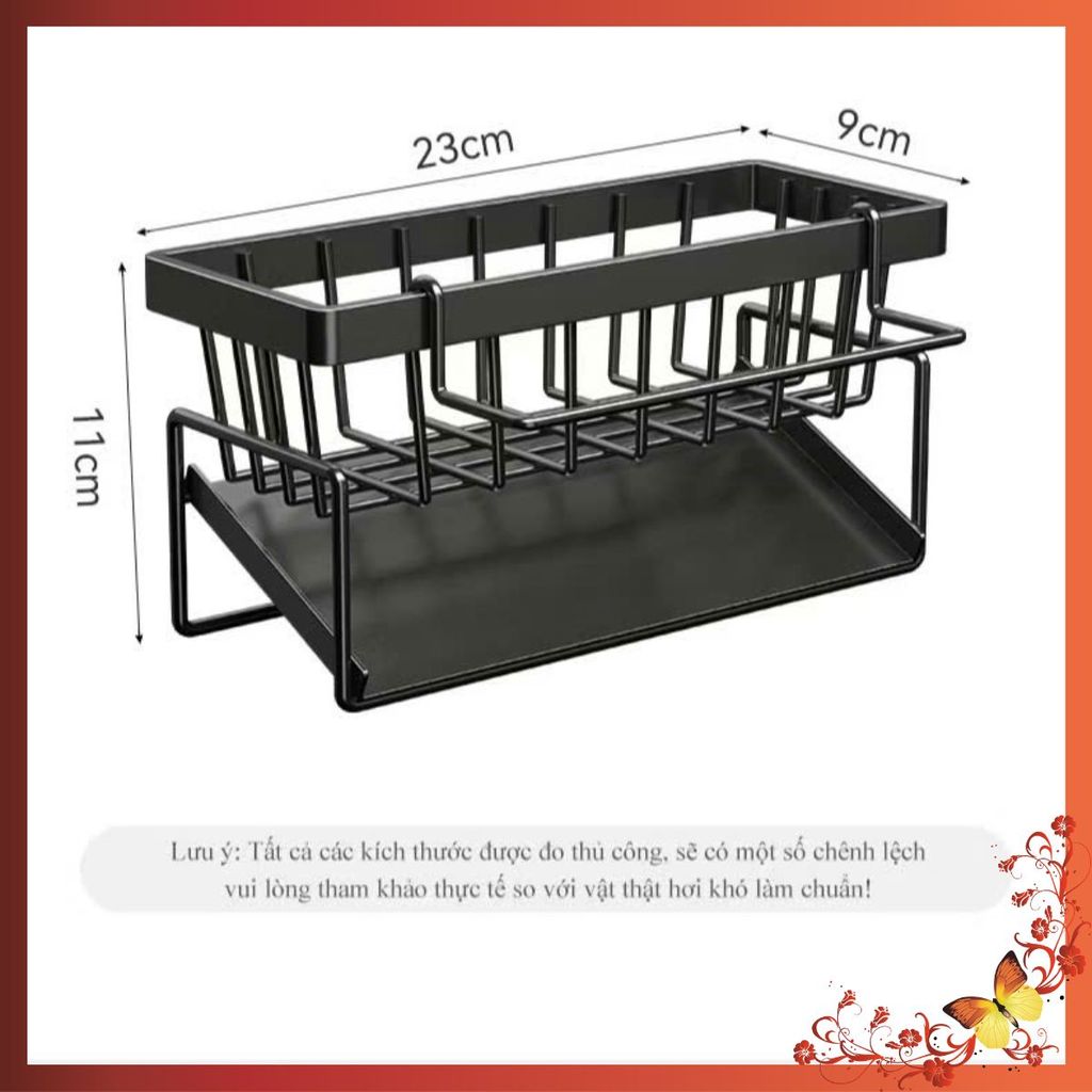 Kệ Đựng Đồ Rửa Chén Bát- Giá Để Giẻ Rửa Chén Trên Bồn Có Khay Hứng Nước Nghiêng - GIÁ ĐỰNG GIẺ RỬA B