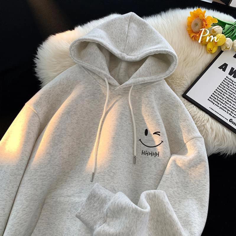 Áo hoodie nỉ bông mặt cười NHÁY  MẮT CHẤT NỈ COTTON ẤM ÁP uT