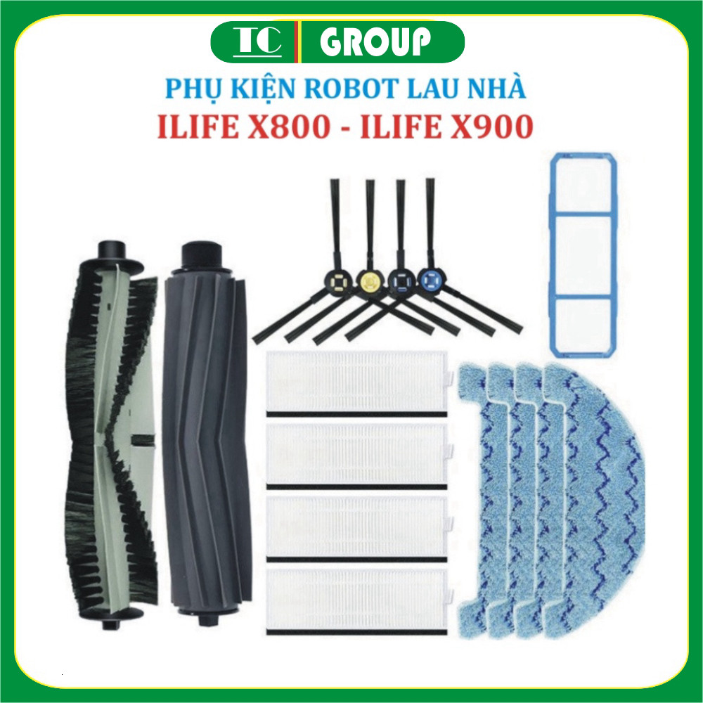 Phụ kiện lọc Hepa , Khăn, Giẻ Lau, Chổi giữa, Cuộn, Chổi cạnh, Robot hút bụi iLIFE X800, iLIFE X900 