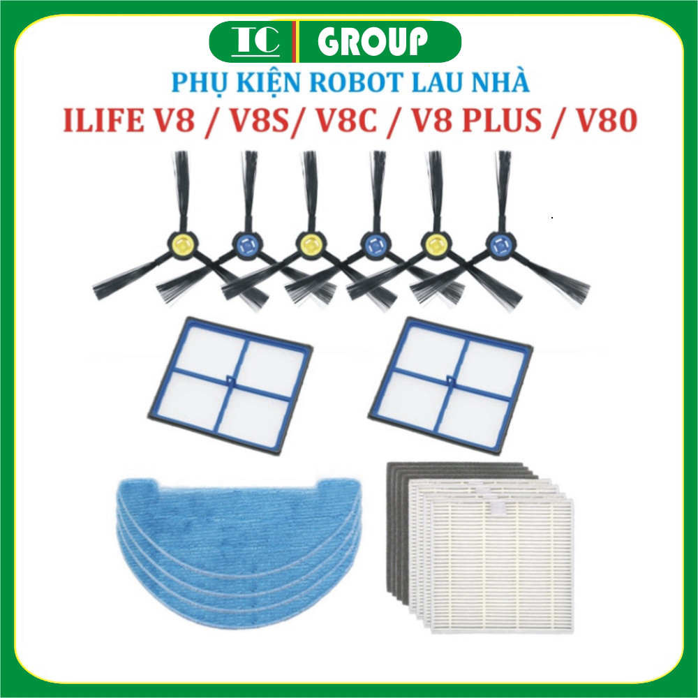 Phụ kiện lọc hepa , Khăn, Giẻ lau, Chổi cạnh, Robot hút bụi ILIFE V8/V8S/V8 PRO/V8C/V80 - .