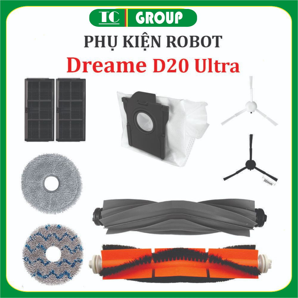 Phụ kiện Robot hút bụi  Dreami D20 Ultra , Lọc hepa , Khăn, Chổi giữa, Chổi cạnh, Túi rác , .