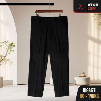 Quần Âu Bigsize Nam 80-140KG AKYOO Cao Cấp, Chống Nhăn, Không Bai Xù -QA DEN T, THAN T