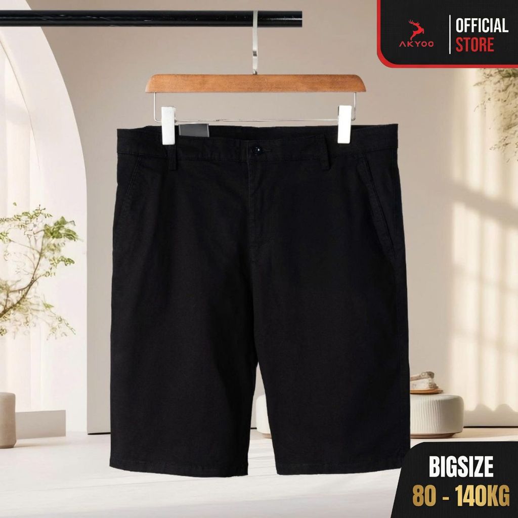 Quần Short Kaki Big Size Nam 80-140kg AKYOO Vải Cotton Co Giãn, Thoải Mái -  SK DEN