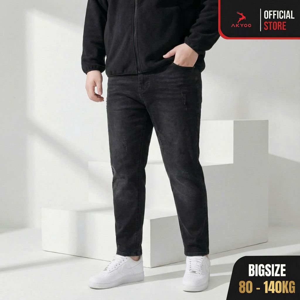 Quần Jean Nam Bigsize 80-140kg AKYOO, Bigsize Nam - QJ DEN XUOC