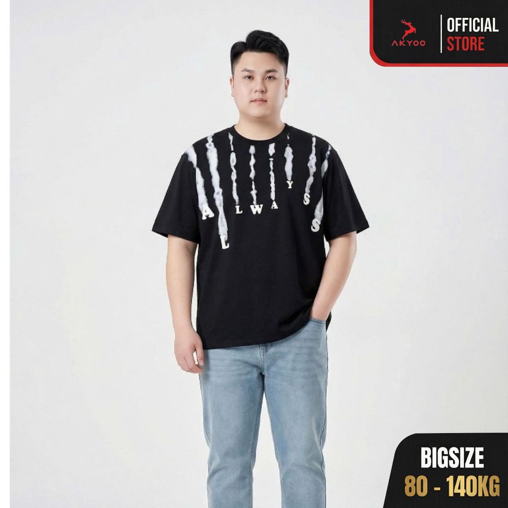 Áo thun nam big size Akyoo từ 80kg - 140kg - Chất liệu cotton thoáng mát, thấm hút mồ hôi tốt :AT DE