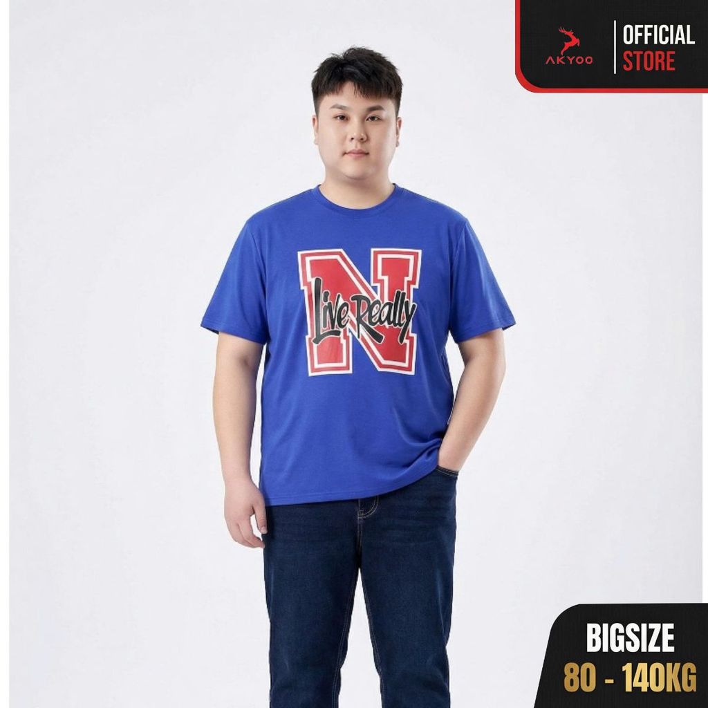 Áo Thun Nam Bigsize 80-140kg AKYOO Cao Cấp, Chất Liệu Cotton Co Giãn, Thoáng Mát, Akyoo Bigsize Nam 