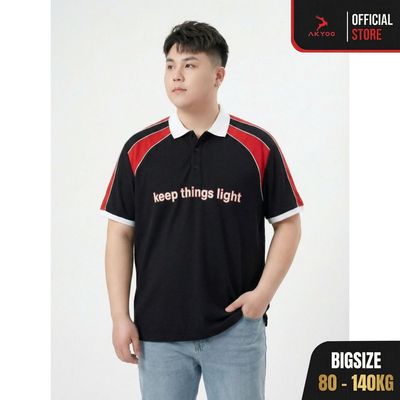 Áo POLO Nam Bigsize 80-140KG AKYOO Cao Cấp Cotton Co Giãn, Thâm Hút Mồ Hôi- PL V DO