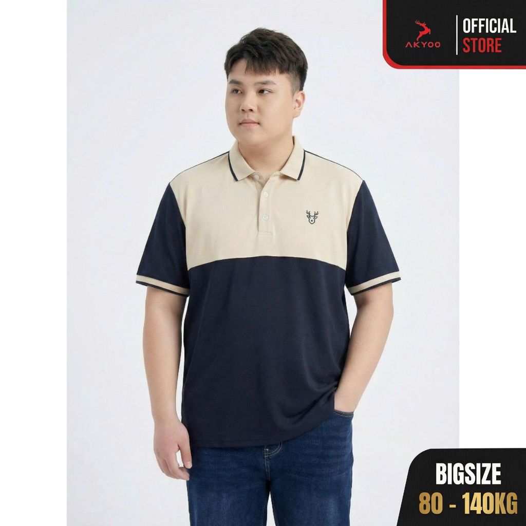 Áo POLO Nam Bigsize 80-140kg AKYOO Cao Cấp Chất Cotton Co Giãn, Thoáng Mát, Akyoo Bigsize Nam - PL D