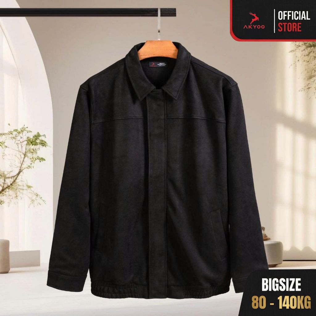 Áo Khoác Da Lộn Big size AKYOO Nam 80-150kg Cao Cấp 2 Lớp, Chất Liệu Chống Tia UV Ngăn Gió - AK DL D