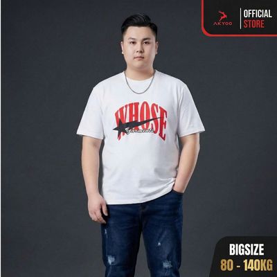 Áo Thun Bigsize Nam 80-140kg Akyoo Cao Cấp Vải Cotton, Co Giãn Thoáng Mát, Họa Tiết Chữ Không Bai Mờ-AT T HT