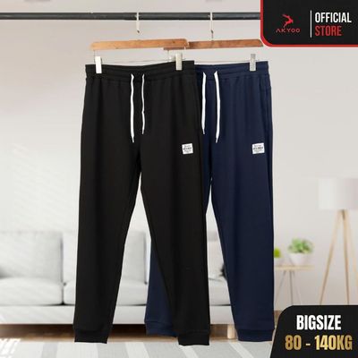 Quần Thun Nam Bigsize 80 - 140KG AKYOO Cao Cấp, Quần Nỉ Da Cá Co Giãn, Không Bai Xù- QN THAN - DEN TRON
