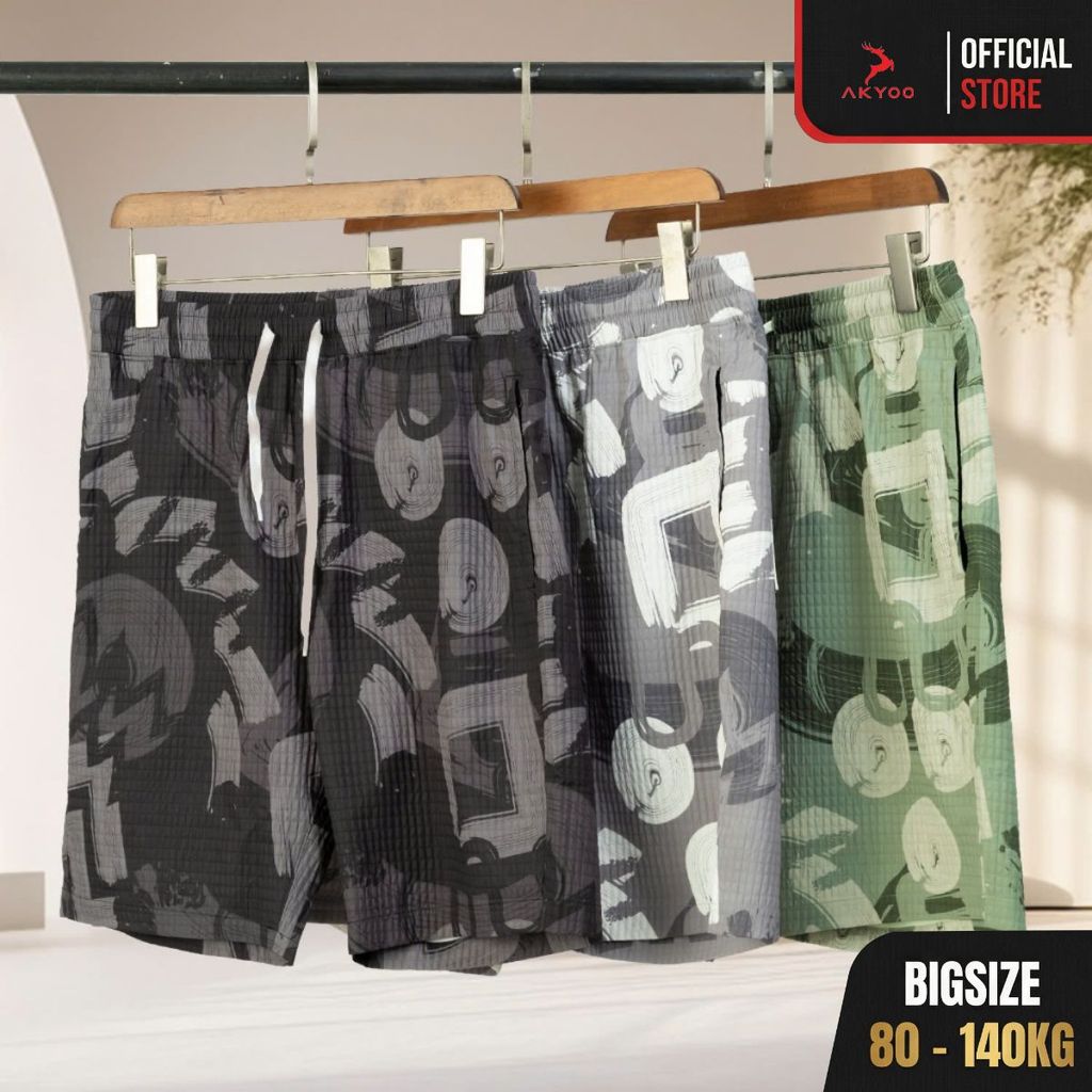 Quần Sooc Thun Big Size Nam 80-140kg AKYOO Vải Thun Co Giãn, Thoải Mái - ST BIEN