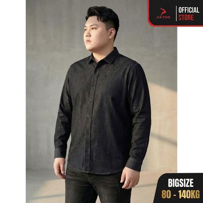 Áo Sơ Mi Dài Tay Bigsize Nam 80-140kg AKYOO Cao Cấp, Co Giãn, Không Bai Mờ, Không Gây Khó Chịu Khi Mặc - SM D DEN
