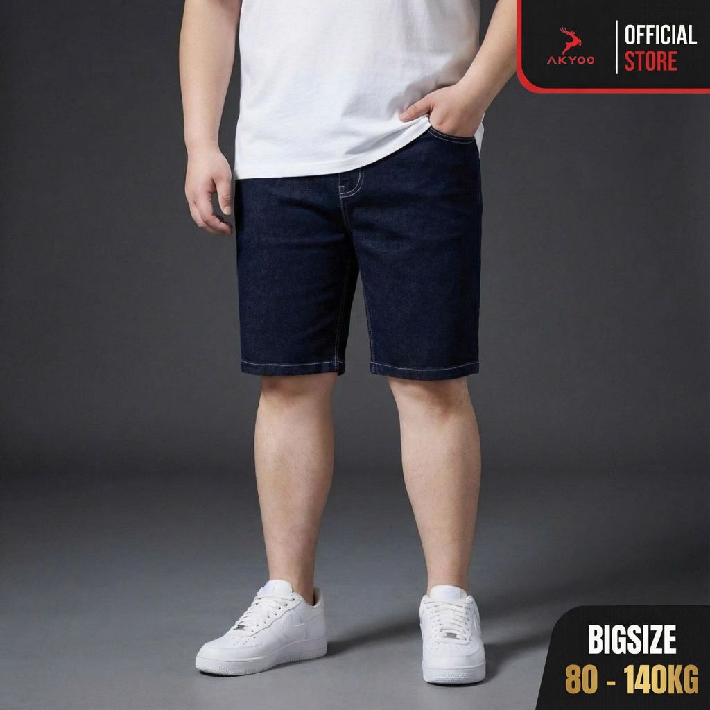 Quần Sooc Jean Big Size Nam 80-140kg AKYOO 5 Mẫu - Chất Jean Mền Mại Co Giãn 04 Chiều Size Đại Cho B