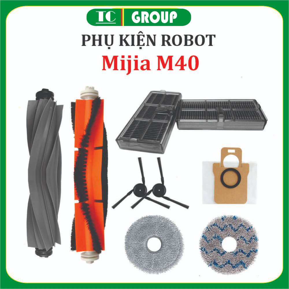 Phụ kiện Robot hút bụi Mijia M40 , Lọc hepa , Khăn, Chổi giữa, Chổi cạnh, Túi rác,.
