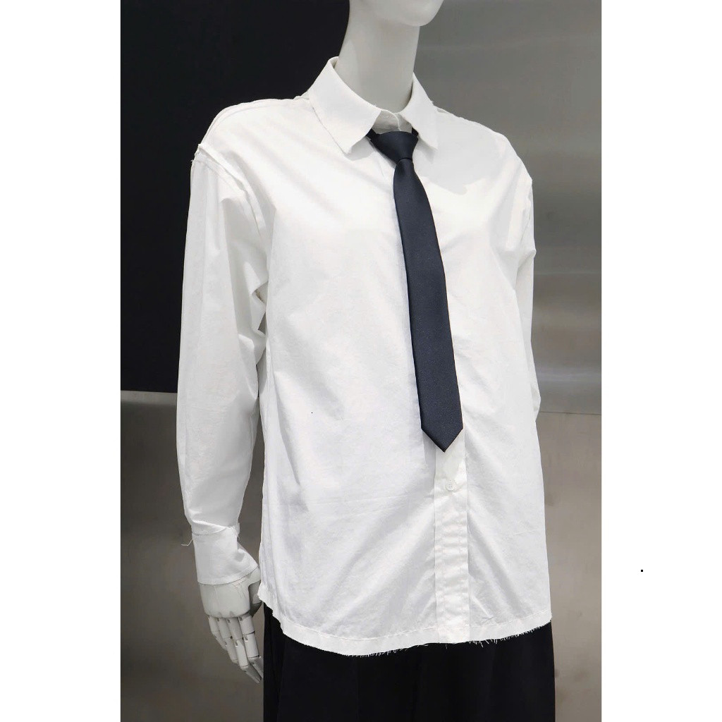 [DEZUS] Áo Sơ Mi Trắng DEZUS Form Rộng Tay Dài Cao Cấp (Tặng cavat) - ASTER SHIRT - Y1LW250707