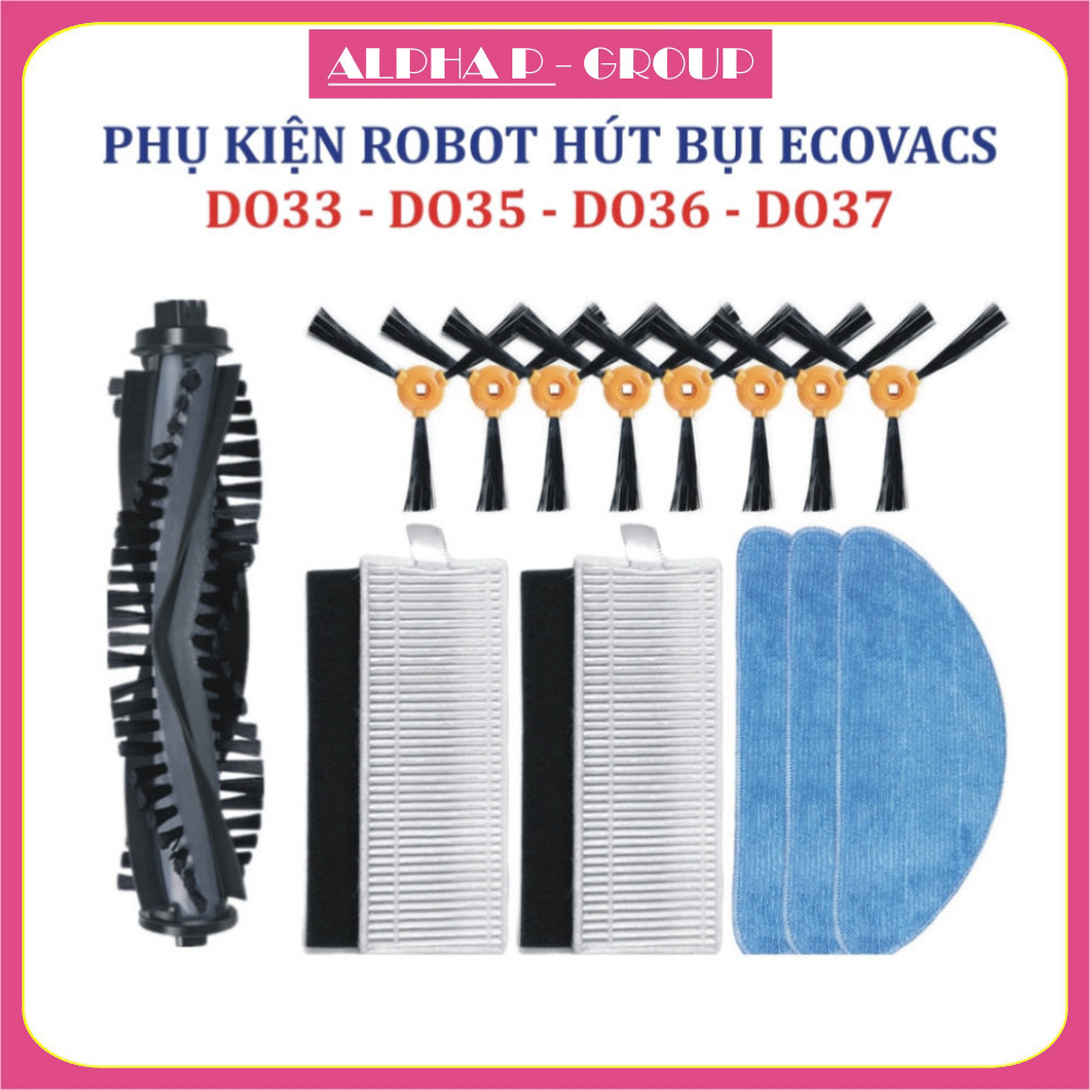 Phụ kiện robot hút bụi Ecovac DO33, DO35, DO36, DO37 -Khăn lau, Chổi chính, Chổi Cạnh, Lọc Bụi ;. ,