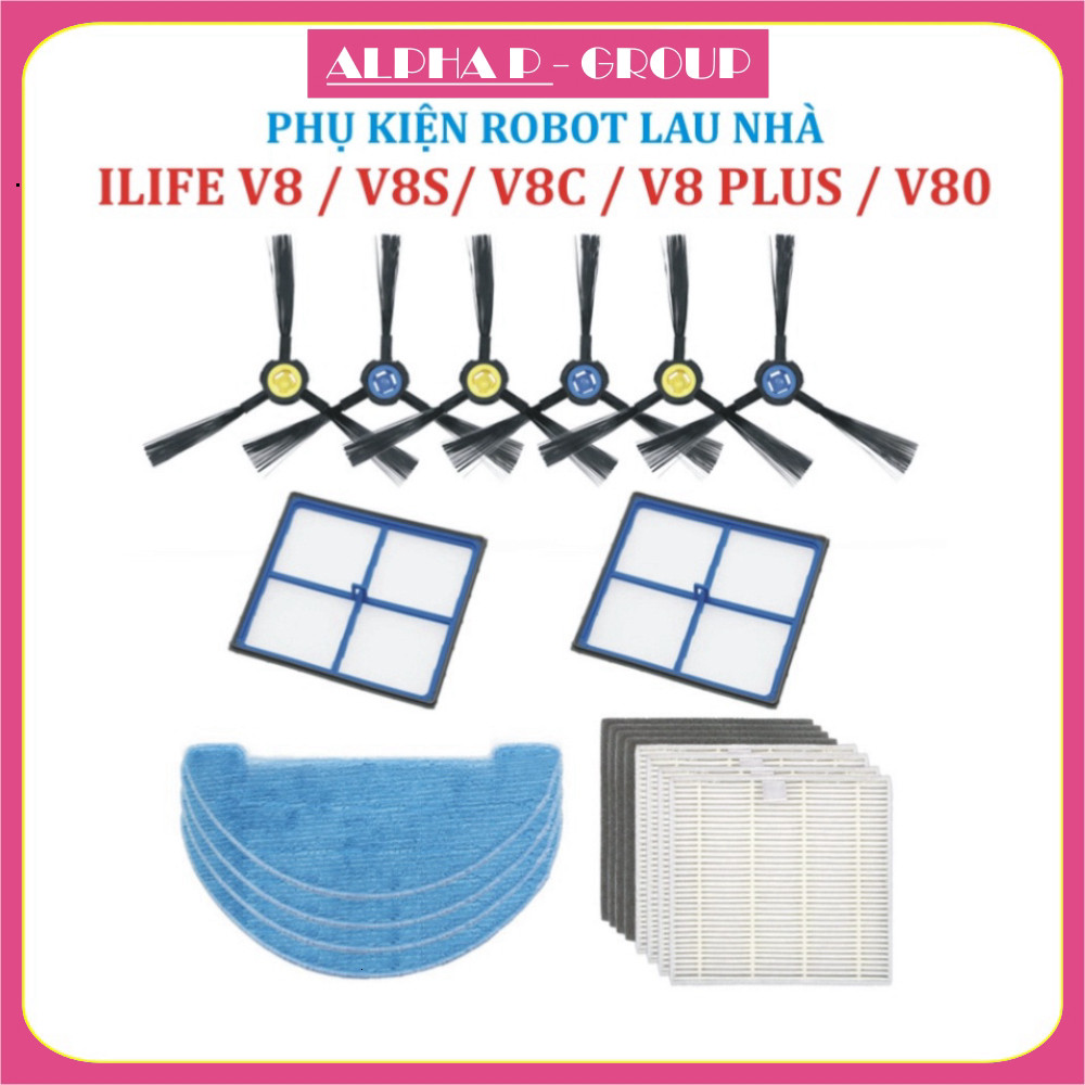 Phụ kiện lọc hepa , Khăn, Giẻ lau, Chổi cạnh, Robot hút bụi ILIFE V8/V8S/V8 PRO/V8C/V80 - ,