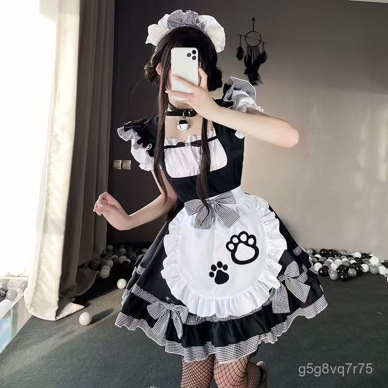Cô hầu gái dễ thương lolita Váy Lolita cosplay Cô gái tai mèo, hầu gái Nhật Bản Trọn Bộ