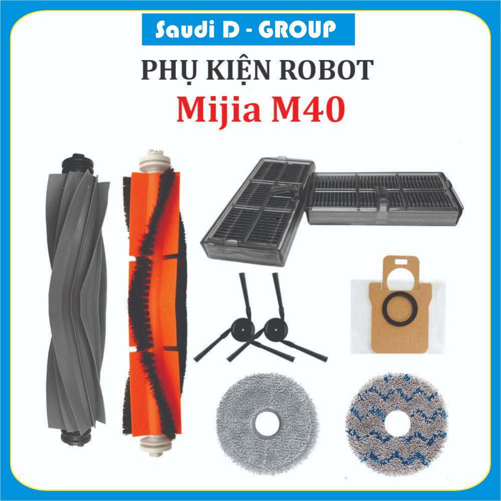 Phụ kiện Robot hút bụi Mijia M40 , Lọc hepa , Khăn, Chổi giữa, Chổi cạnh, Túi rác , ;