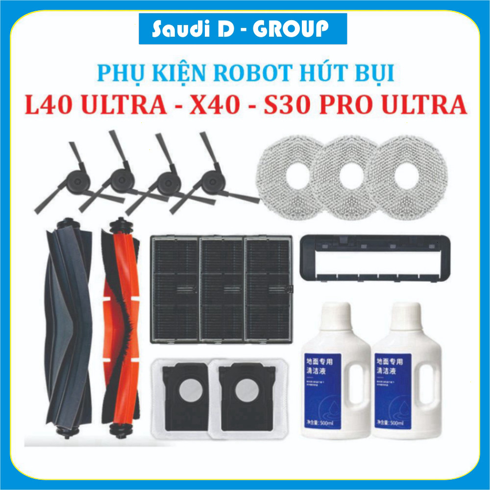 Phụ kiện Robot hút bụi Mi Dreami L40S Ultra, X40, S30 Pro Ultra, Lọc hepa , Khăn, Chổi giữa, Chổi cạ