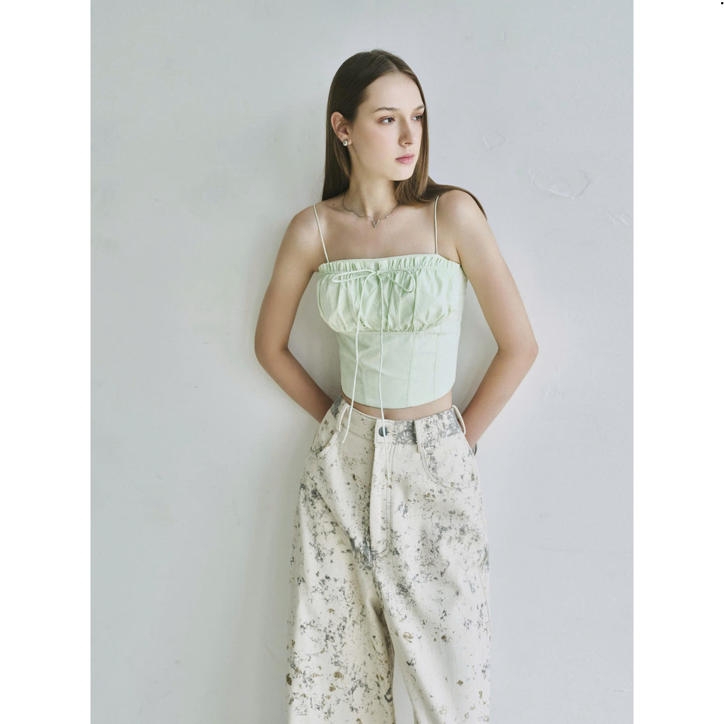 [DEZUS] Áo Corset DEZUS Nhún Ngực Xanh Mint - MINTEE TOP - Y1BW250435