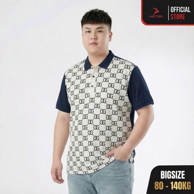 Áo Polo Nam Bigsize 80-140KG AKYOO Cao Cấp Cotton Co Giãn, Thâm Hút Mồ Hôi, Áo Polo Bigsize - PL CO THAN