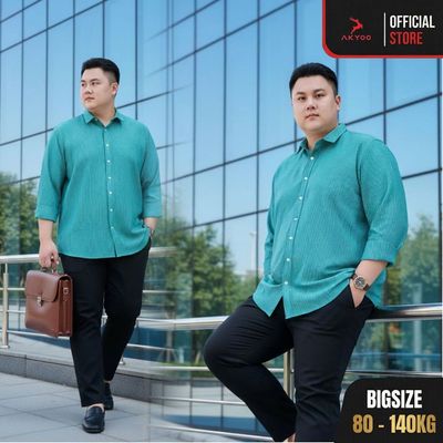 Áo Sơ Mi Dài Tay Bigsize Nam 80-140kg AKYOO Cao Cấp, Không Bai Mờ, Không Gây Khó Chịu Khi Mặc - SM DT KE