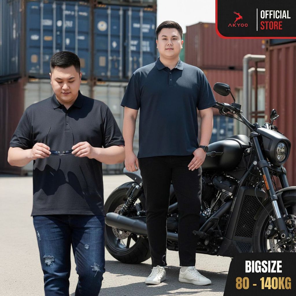 Áo Polo Bigsize Nam 80-140KG AKYOO Cao Cấp, Vải Cotton Co Giãn, Thoáng Mát, Akyoo Bigsize Nam - PL D