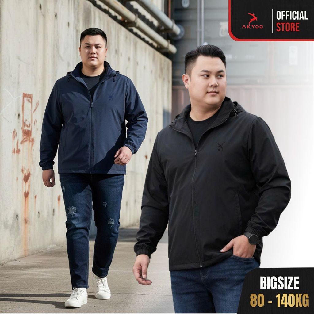 Áo Khoác Gió Big size AKYOO Nam 80-140kg Cao Cấp 2 Lớp, Chất Liệu Gió Chống Tia UV Chống Nắng Ngăn G