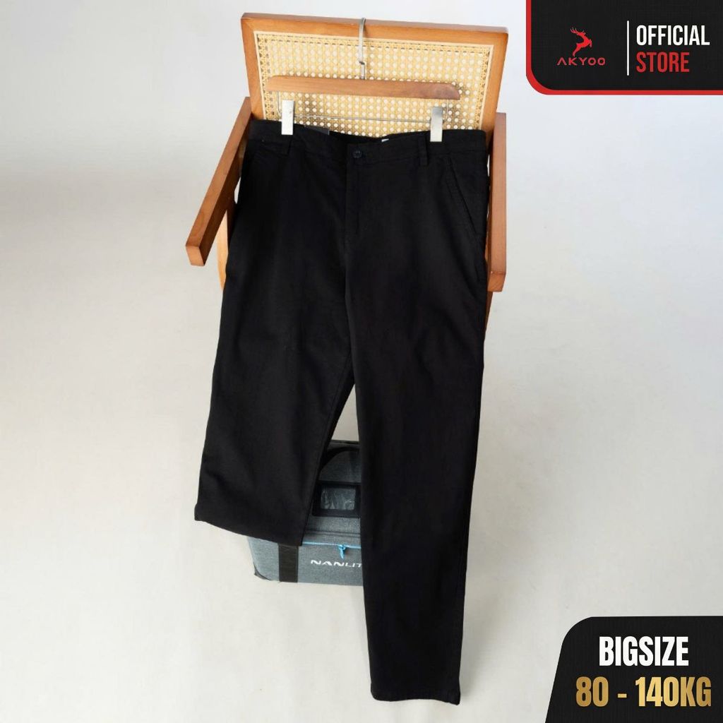 Quần Kaki Bigsize Nam 80-140kg AKYOO Chất Liệu Cotton Co Giãn - KAKI DEN 01