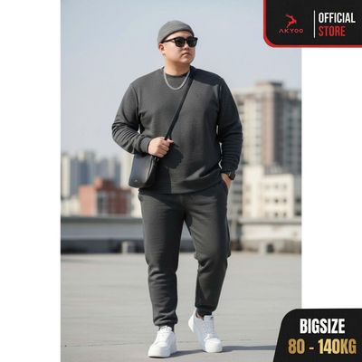 Bộ Nỉ Nam Bigsize 80 - 140KG AKYOO Cao Cấp, Bộ Thun Nỉ Da Cá Co Giãn, Không Bai Xù - BO DEN