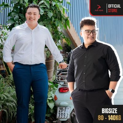 Áo Sơ Mi Dài Tay Bigsize Nam 80-140kg AKYOO Cao Cấp, Không Bai Mờ, Không Gây Khó Chịu Khi Mặc - SM DAI TRANG, DEN