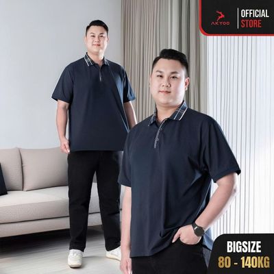 Áo POLO Nam Bigsize 80-140KG AKYOO Cao Cấp Cotton Co Giãn, Thâm Hút Mồ Hôi, Áo Polo Ngoại Cỡ - PL KE THAN