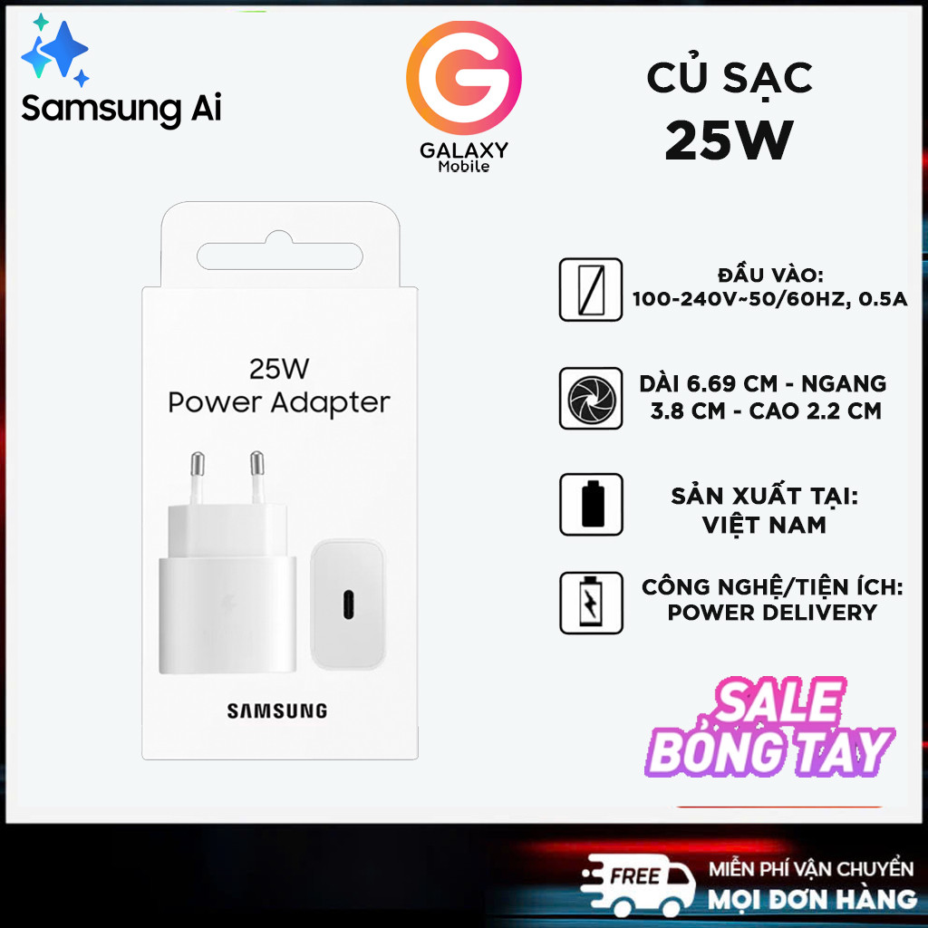 Củ Sạc Nhanh Samsung 25w Type C PD 25W Nguyên Seal Chính hãng - GalaxyMobileVN