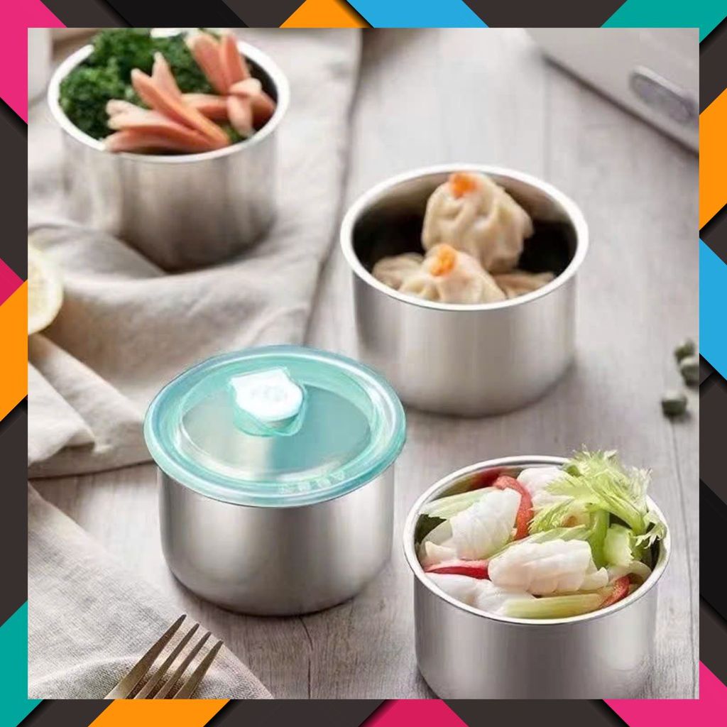 Hộp Đựng Thực Phẩm Tròn Inox 304 Không Gỉ Có Nắp Đậy Bảo Quản Thực Phẩm Tiện Lợi - HỘP ĐỰNG ĐỒ ĂN: H