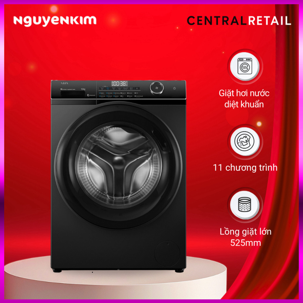 Nhắn để đặt - Máy giặt cửa trước Aqua Inverter 10 kg AW10-BP4959U1K(B) .. Giao nhanh.