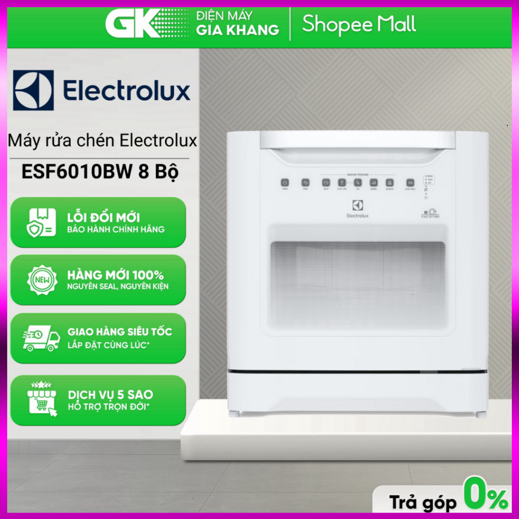 Nhắn để đặt - ESF6010BW - Máy Rửa Chén Mini ELECTROLUX 8 Bộ [Toàn Quốc]{GIẢM 10%}{GIÁ MÁY} .. Giao n